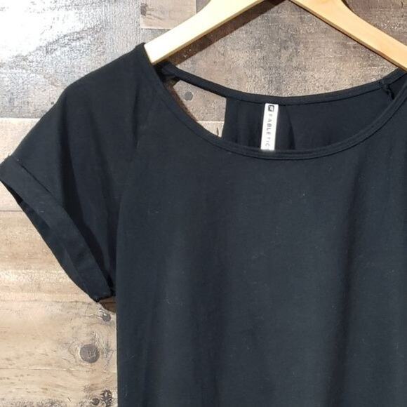 Fabletics black Whitney open shoulder back short sleeve shirt woman's size XS - Picture 8 of 8